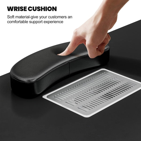 Nail Desk Nail Table Workstation with Led Light,Removable Drawers,Lockable Whee image 2