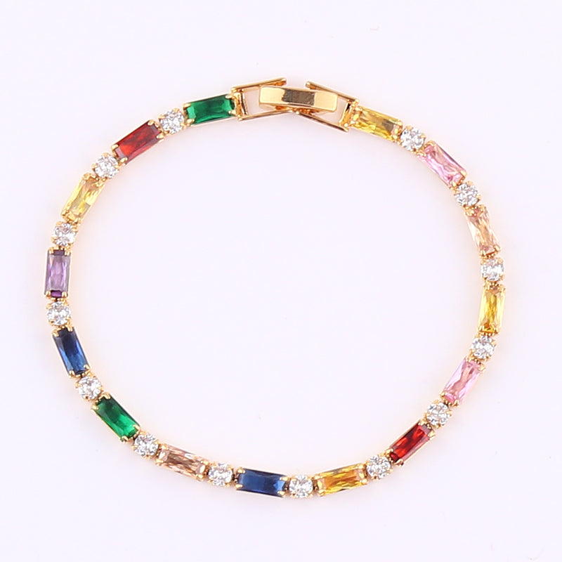 2022 New Rainbow Crystal Tennis Bracelets For Women Bracelet Set 18K Gold Silve image 18
