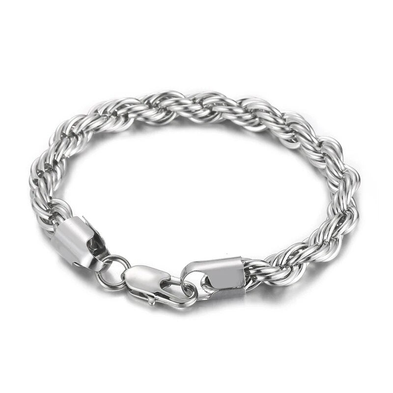 4/6/8mm Stainless Steel Bracelets For Men Women Gold Color Twisted Rope Link Ch image 3