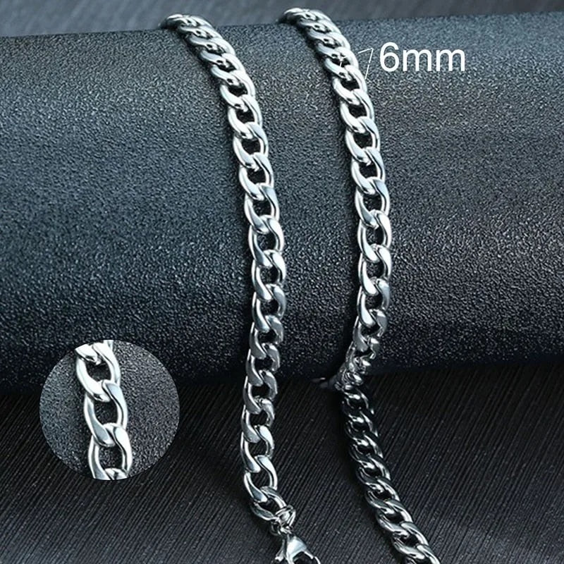 Vnox Men's Cuban Link Chain Necklace Stainless Steel Black Gold Color Male Chok image 8