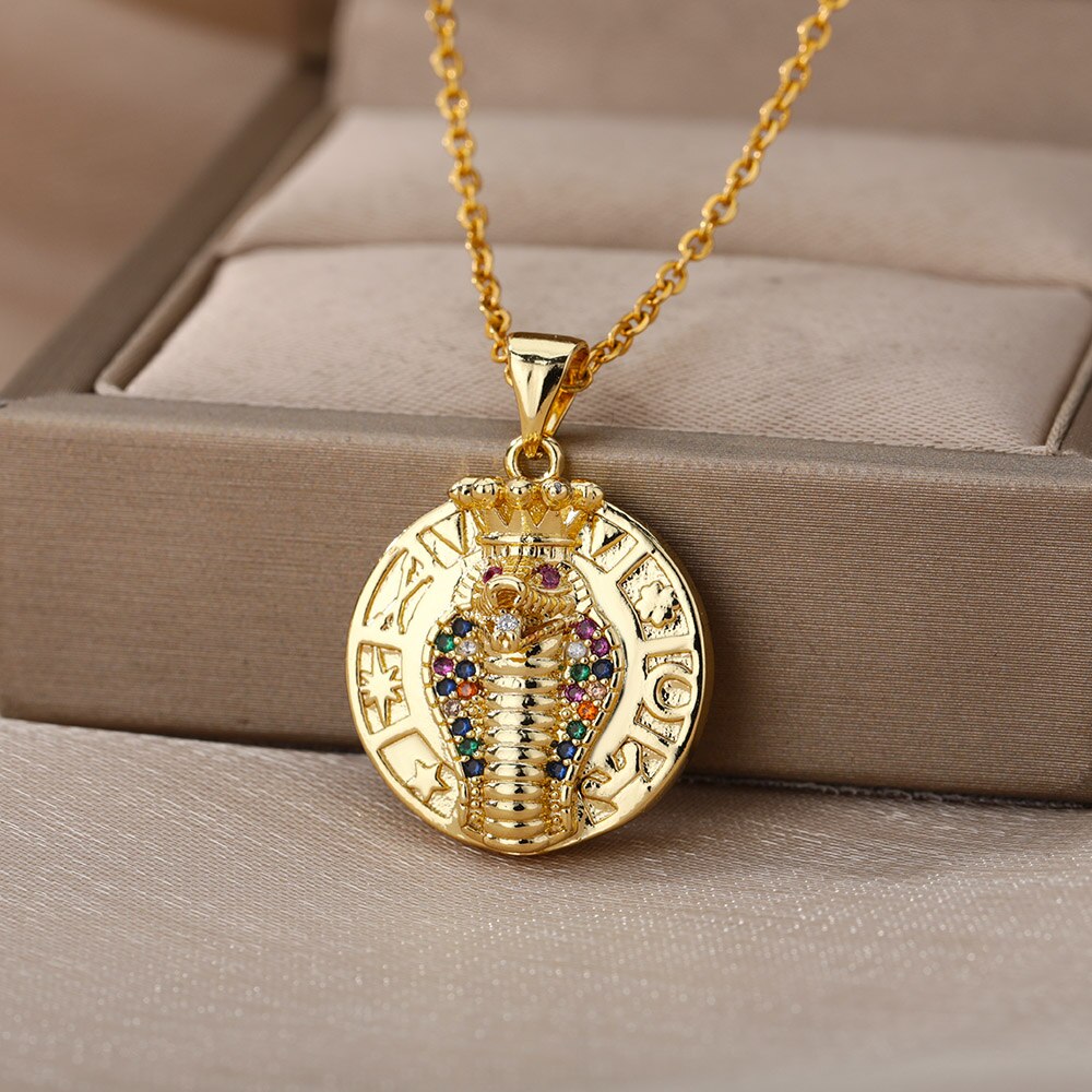 Vintage Punk Snake Pendant Necklace For Women Men Stainless Steel Gold image 9