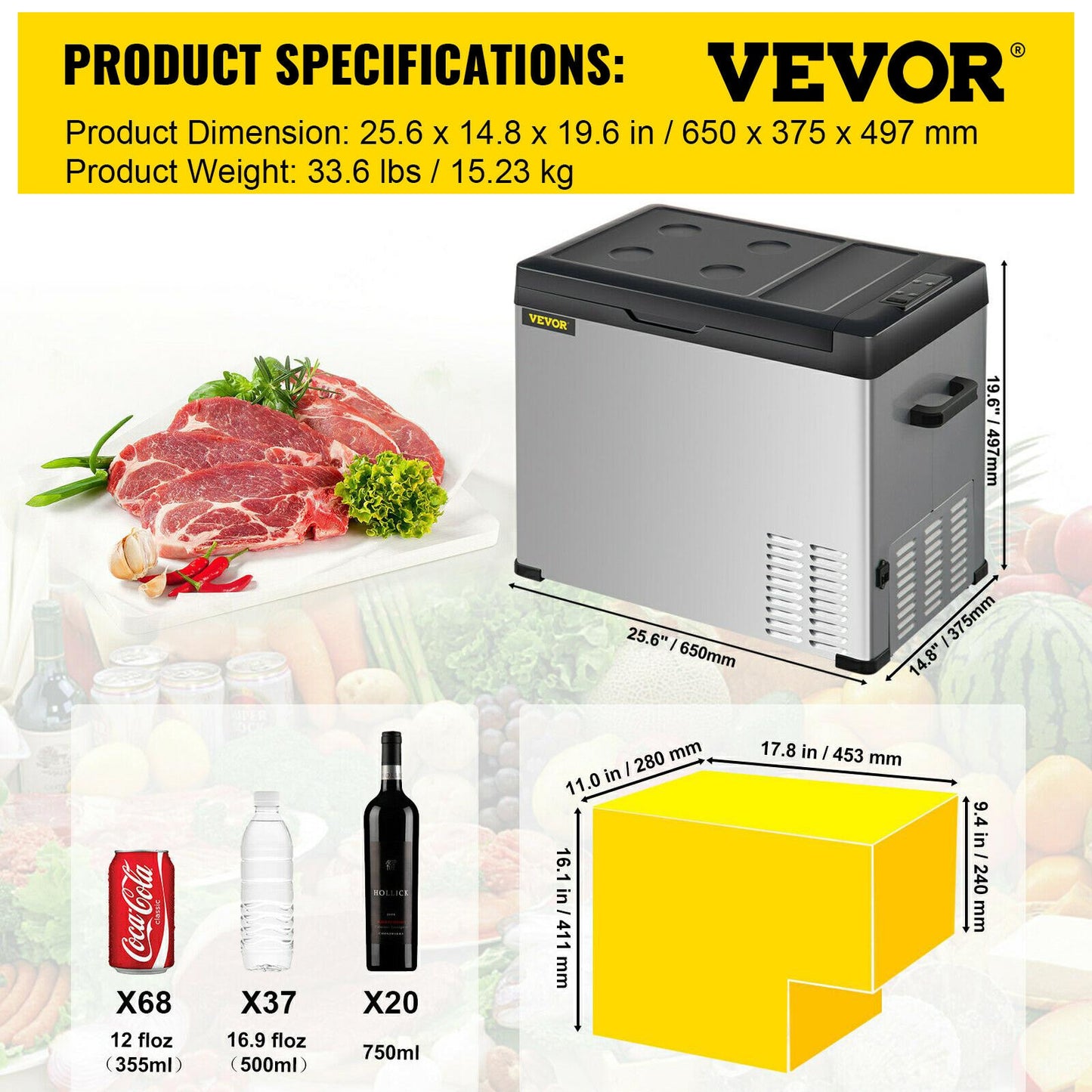 VEVOR 30L 40L 50L Mini Car Refrigerator Portable Fridge Freezer 12/24V DC 110-2 image 2