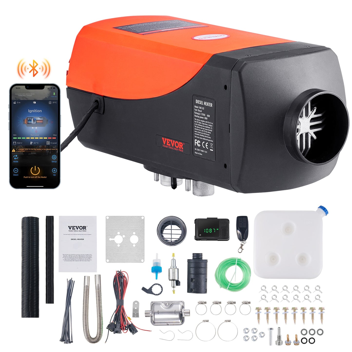 VEVOR 2/5/8KW Car Heater Diesel Air Heater 12V With Silencer Remote Control Tru image 4
