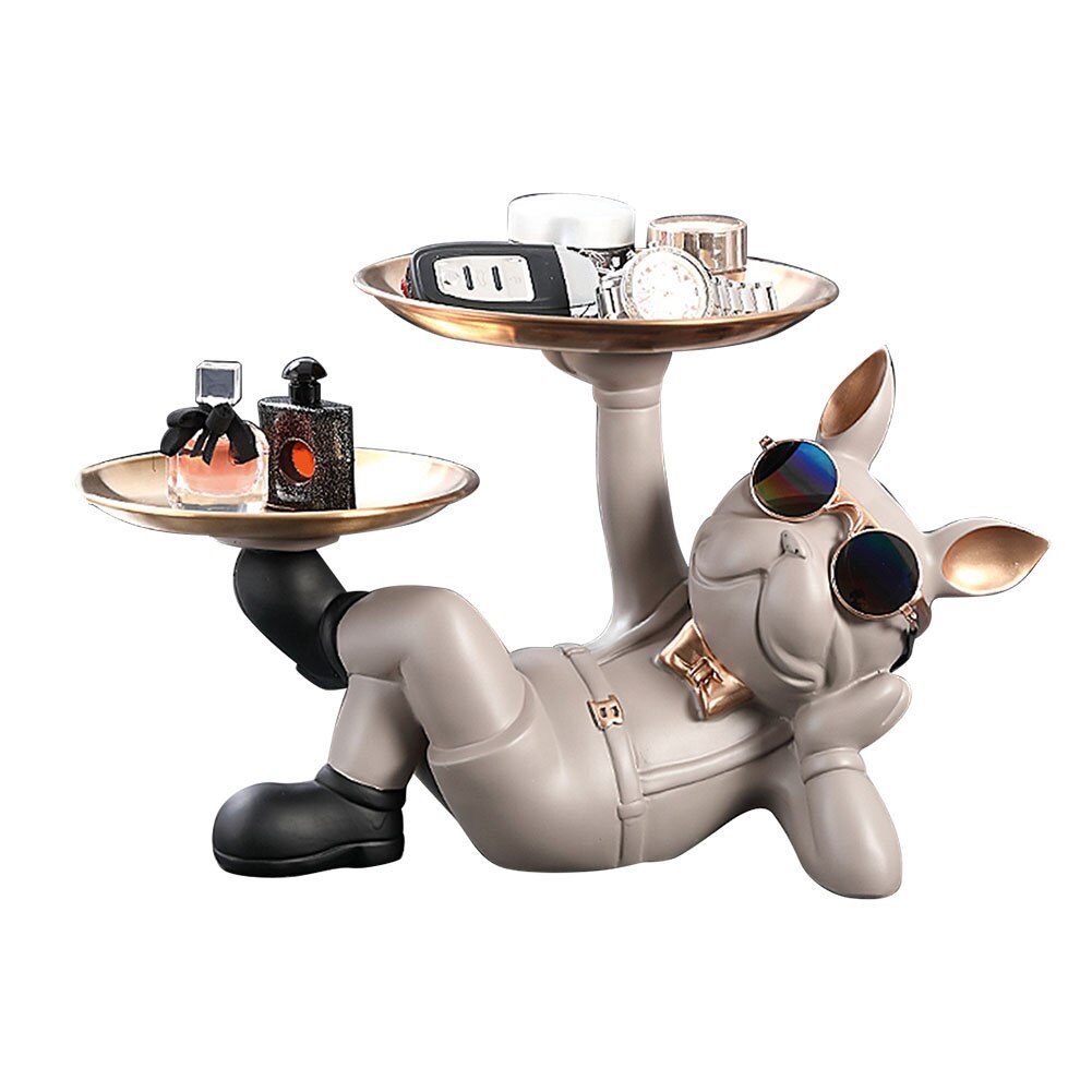 Resin Candy Storage Container Table Crafts with 2 Tray Lying French Bulldog image 3