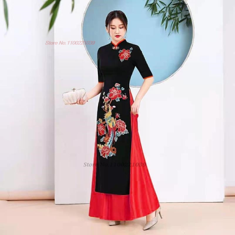 2024 ao dai vietnam traditional chinese qipao dress improved cheongsam vintage image 2