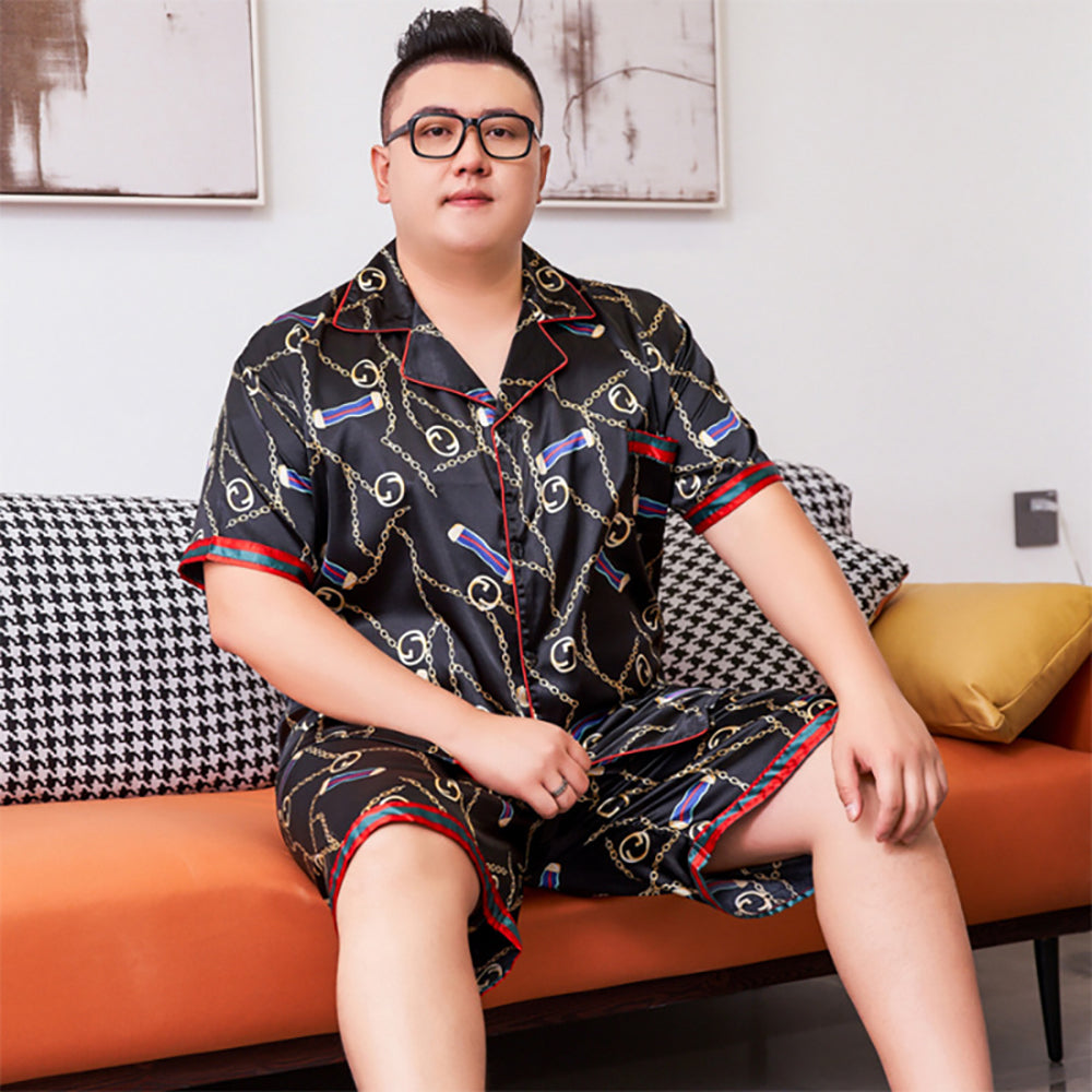 3XL-5XL For 165kg Big Size Men's Pajamas Summer Ice Silk Thin Breathable Male S image 3