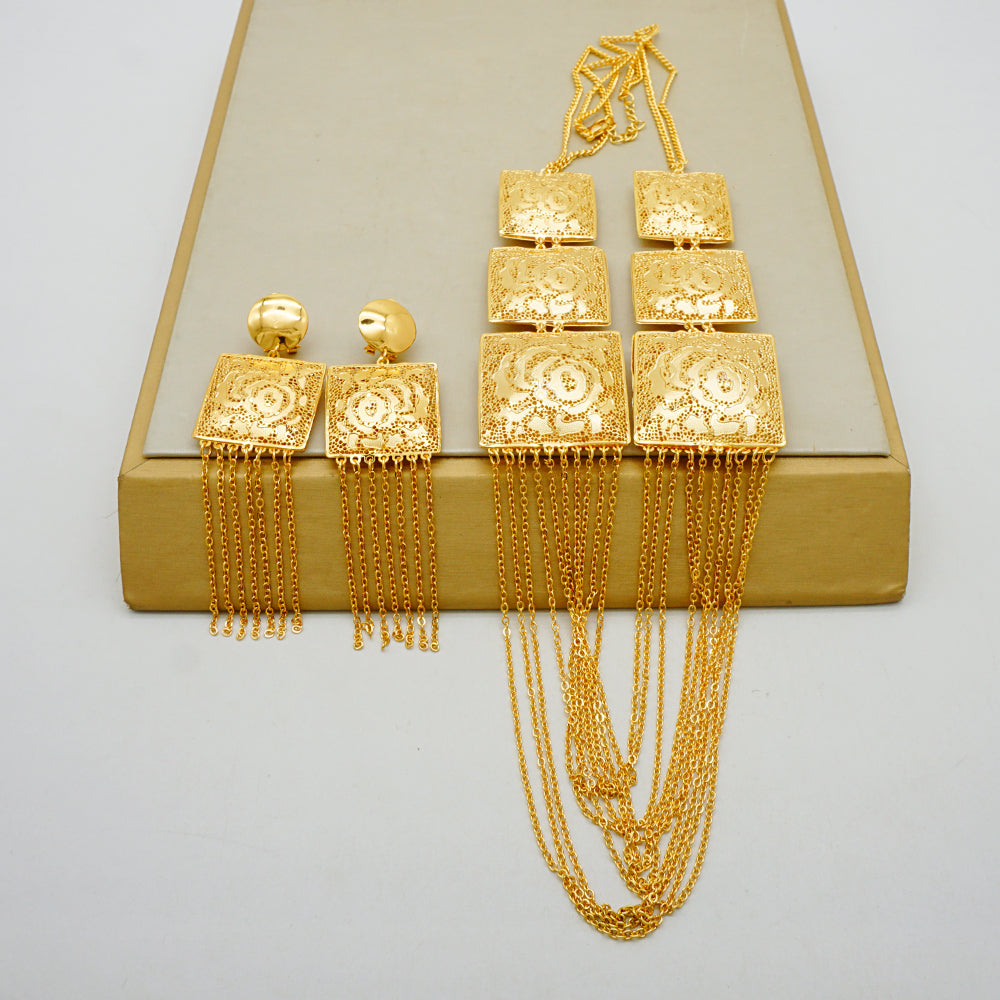 Fashion Gold Color Ethiopian Jewelry Set Bride Dubai Jewelry Set Wedding Arab A image 4