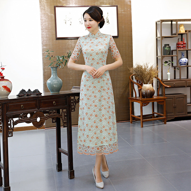 Lace Ao Dai long cheongsam dress XL daily improvement slim fashion cheongsam im image 11