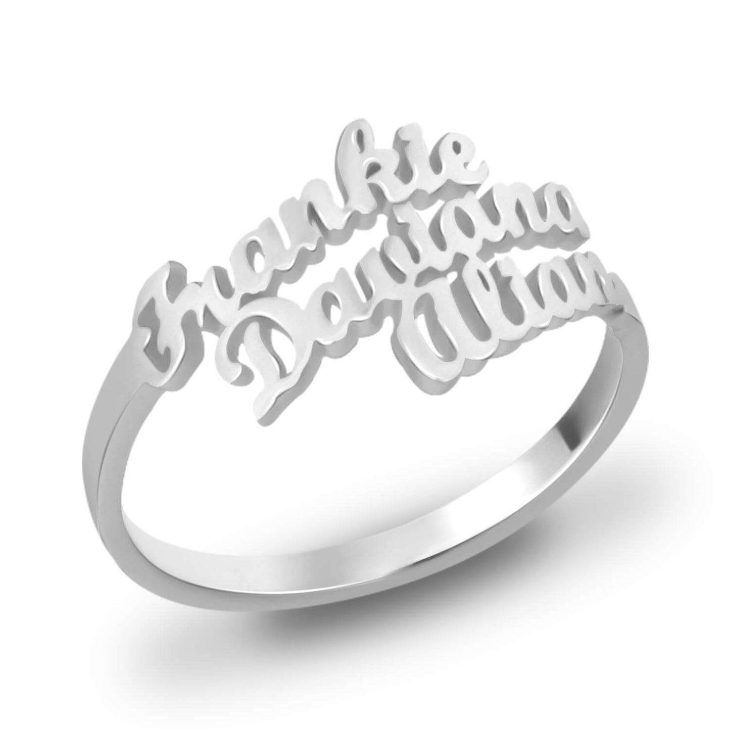 Three Names Personalized Custom Ring Gold Plated Women Gift image 3