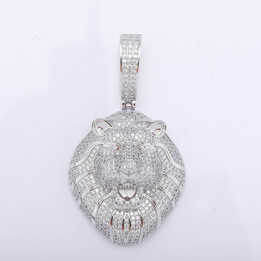 TOPGRILLZ Gold Silver Color Iced Cubic Zirconia Animal Lion Pendant Necklace image 2
