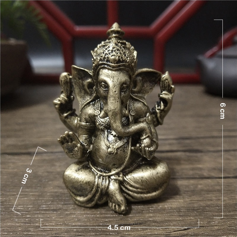 Gold Lord Ganesha Statue Buddha Elephant hindu God Sculpture Figurines Resin Ho image 2