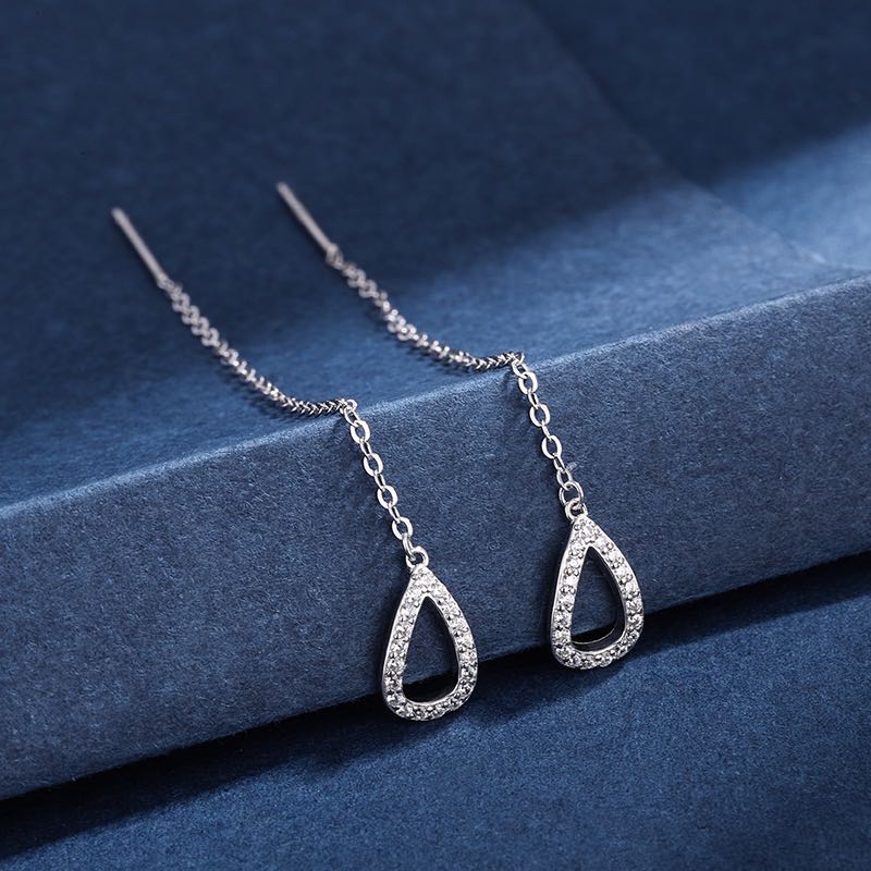 Black Heart Ear Line Long Hanging Earrings for Women Gold Color Ear Wire Pierci image 15