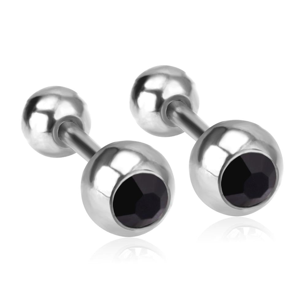 LUXUSTEEL Crystal Earrings For Women Men Gold Color Stainless Steel Round CZ St image 3