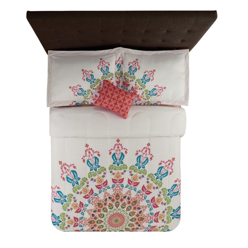Mainstays Coral Medallion 8 Piece Bed in a Bag Comforter Set With Sheets, Queen image 4