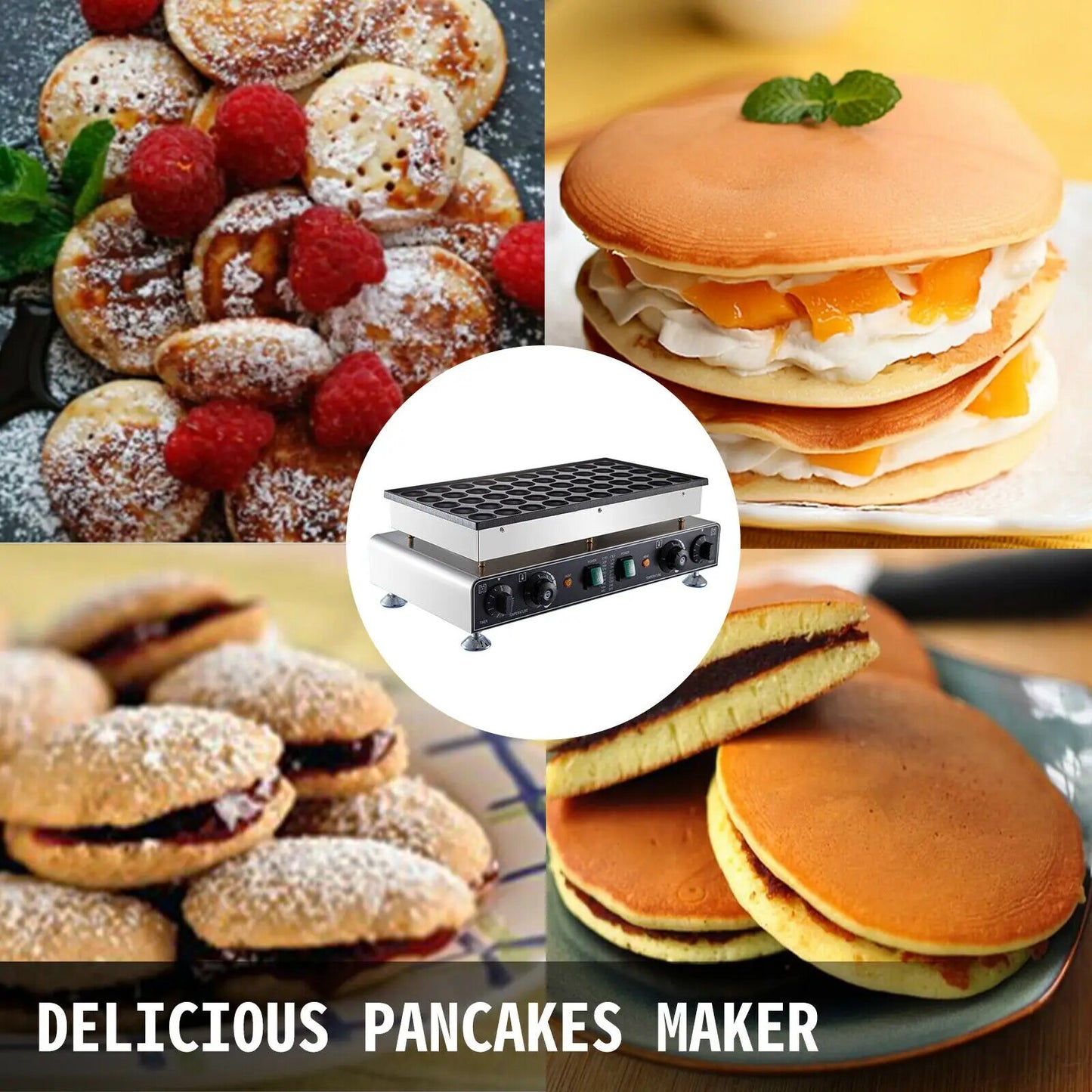VEVOR Electric Waffle Maker 50PCS Mini Dutch Pancake Maker Dorayaki Machine Waf image 2