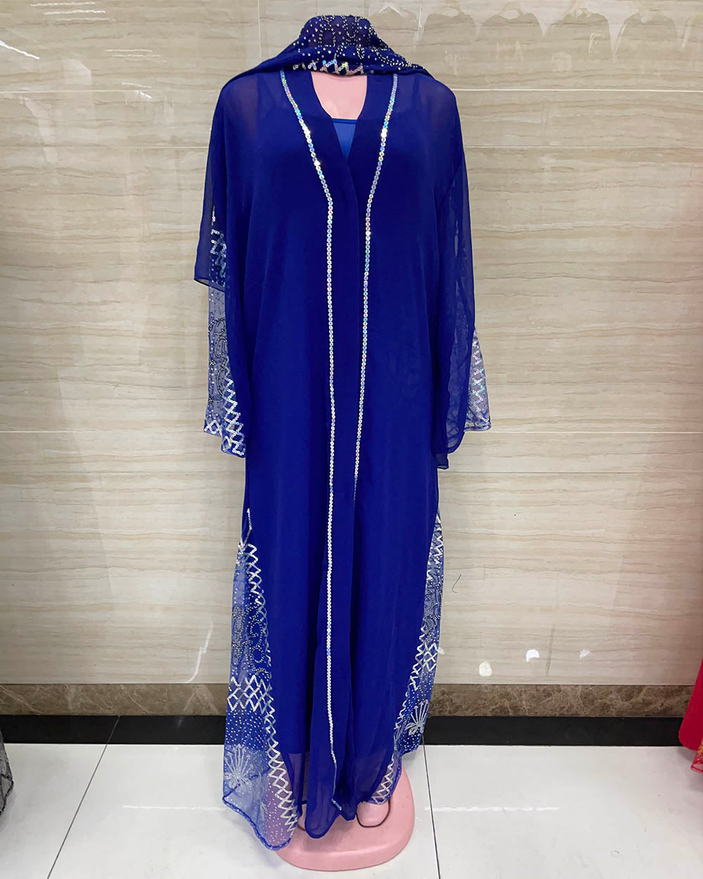 Free Size African Chiffon Dresses for Women Dashiki Traditional Kaftan Robe Ele image 3