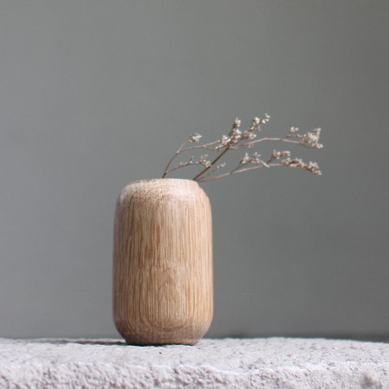Rustic Wood Vase Table Flower Stand Vase Ornament Handmade Techniques Vase Deco image 5