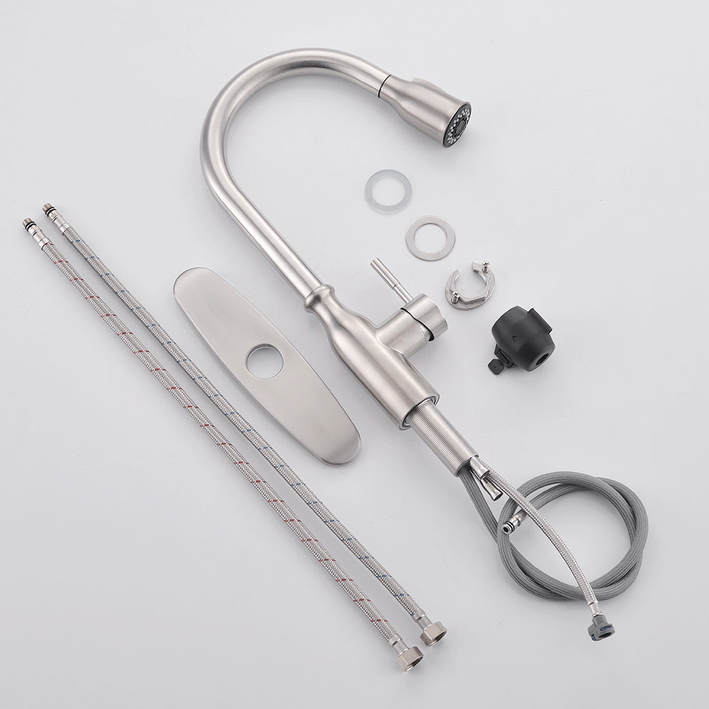 Kitchen Faucets 304 Single Handle Pull Out Kitchen Tap Single Hole Handle Swive image 6