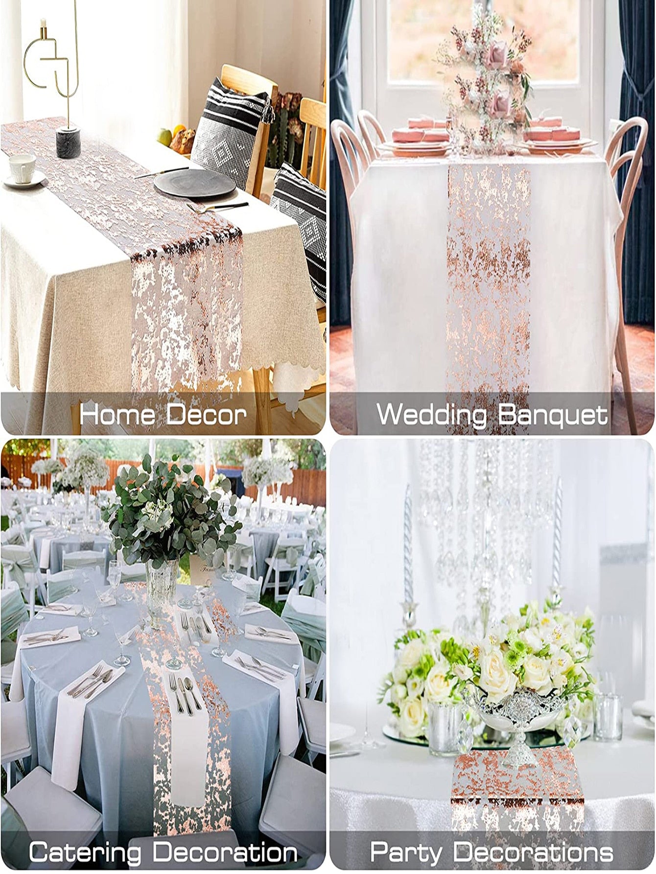 1pc Table Decorations For Party, Golden Table Runner, Sequin Glitter Foil Metal image 31