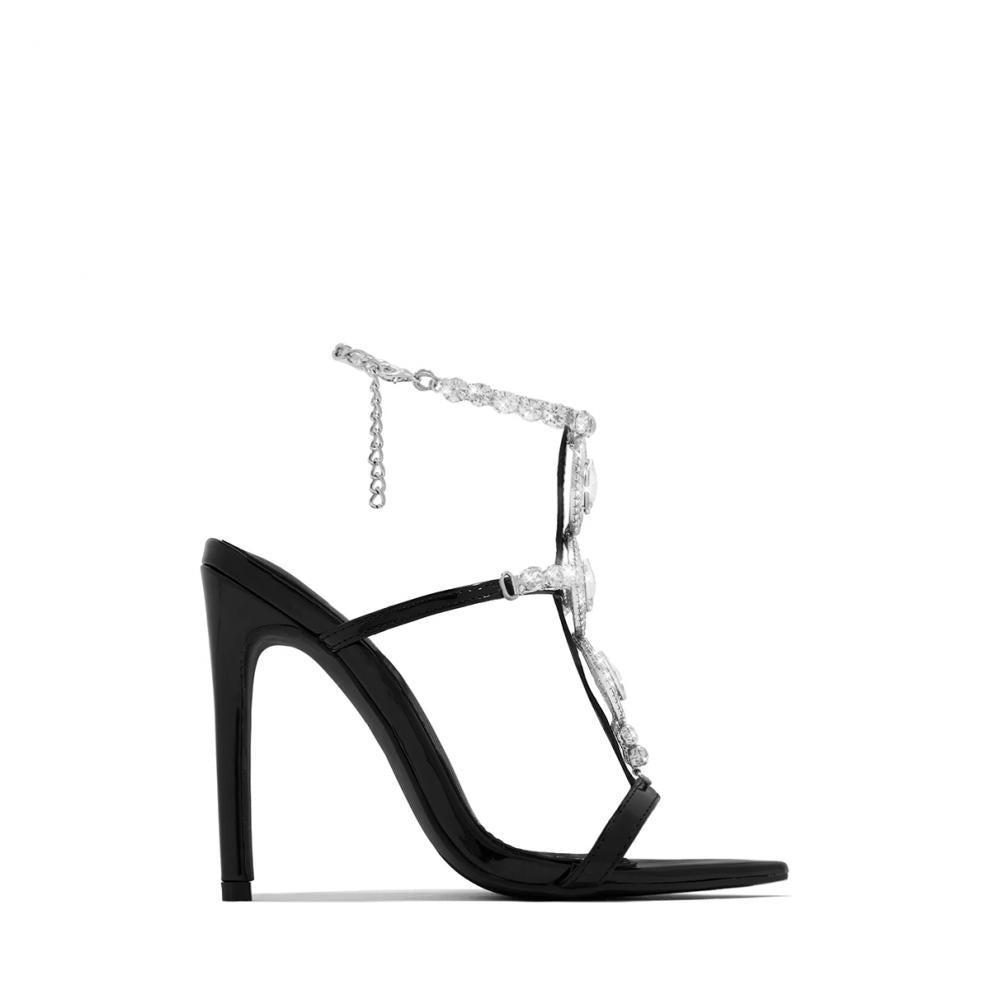 Fashionable Golden Rhinestone Gem Stiletto Sandals Toe High Heels image 9