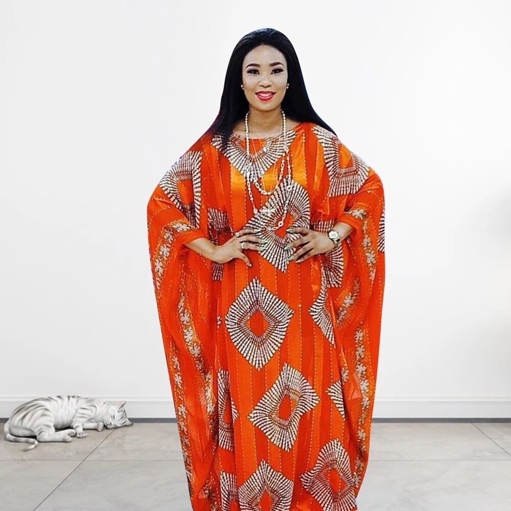 New Evening Party African Dresses For Women Muslim Fashion Geometry Print Strip image 3