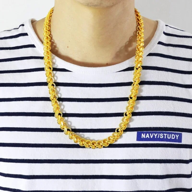 Gold shop with 9999 real gold necklace men's and women's gold 24K necklace fort image 5