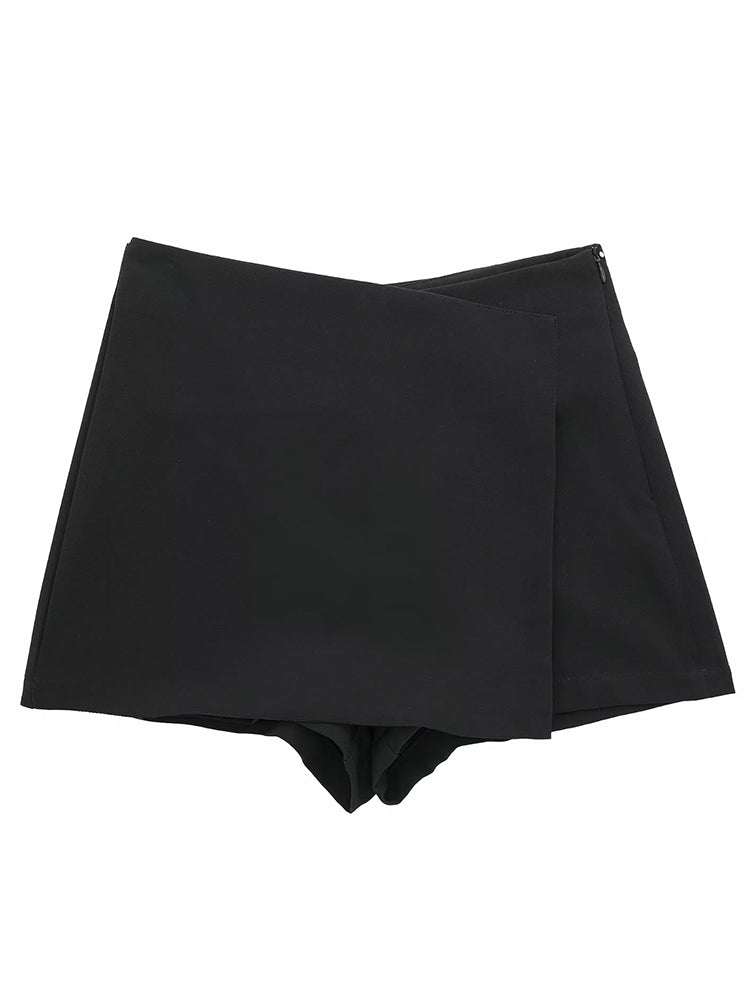 Willshela Women Fashion Solid Asymmetrical Side Zipper Skirts Shorts Vintage Hi image 5