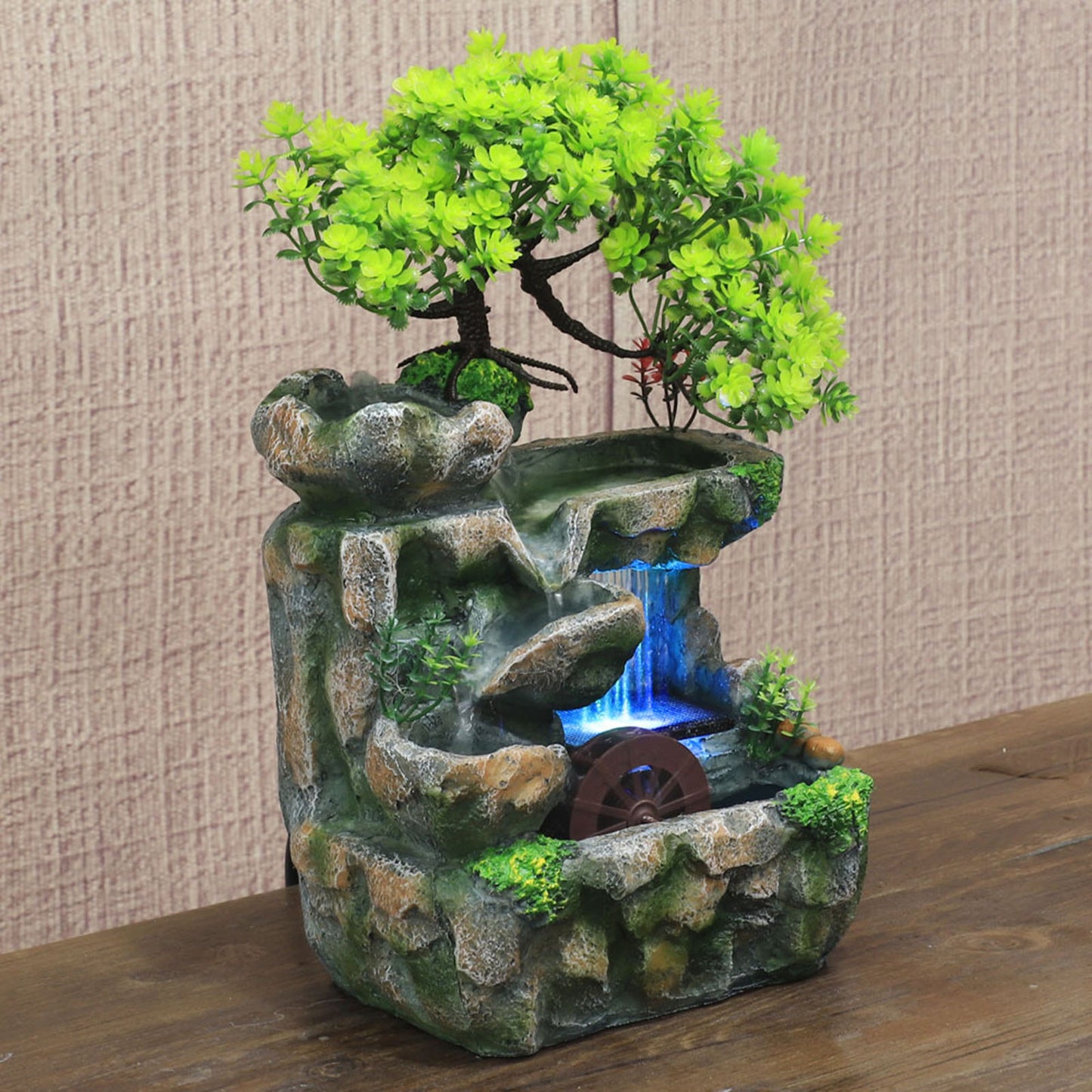 Decorative Table Waterfall Fountain with Pump Rockery Meditation Statue Illumin image 4
