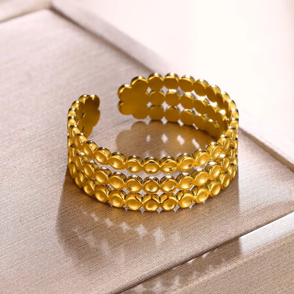 Trend Gold Color Opal Rings For Women Classic Round Cute Personalized Open Rin image 5