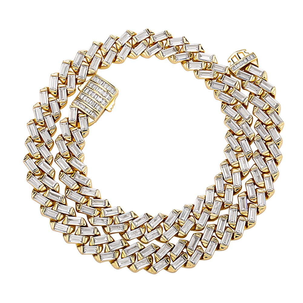 TOPGRILLZ 12MM Iced Out Baguette Channel Set Cuban Necklace in White Gold image 5