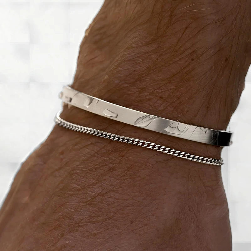 Stainless Steel Punk Men Bracelet Bangle Water Proof 14k Gold Plated Fashion Cu image 1