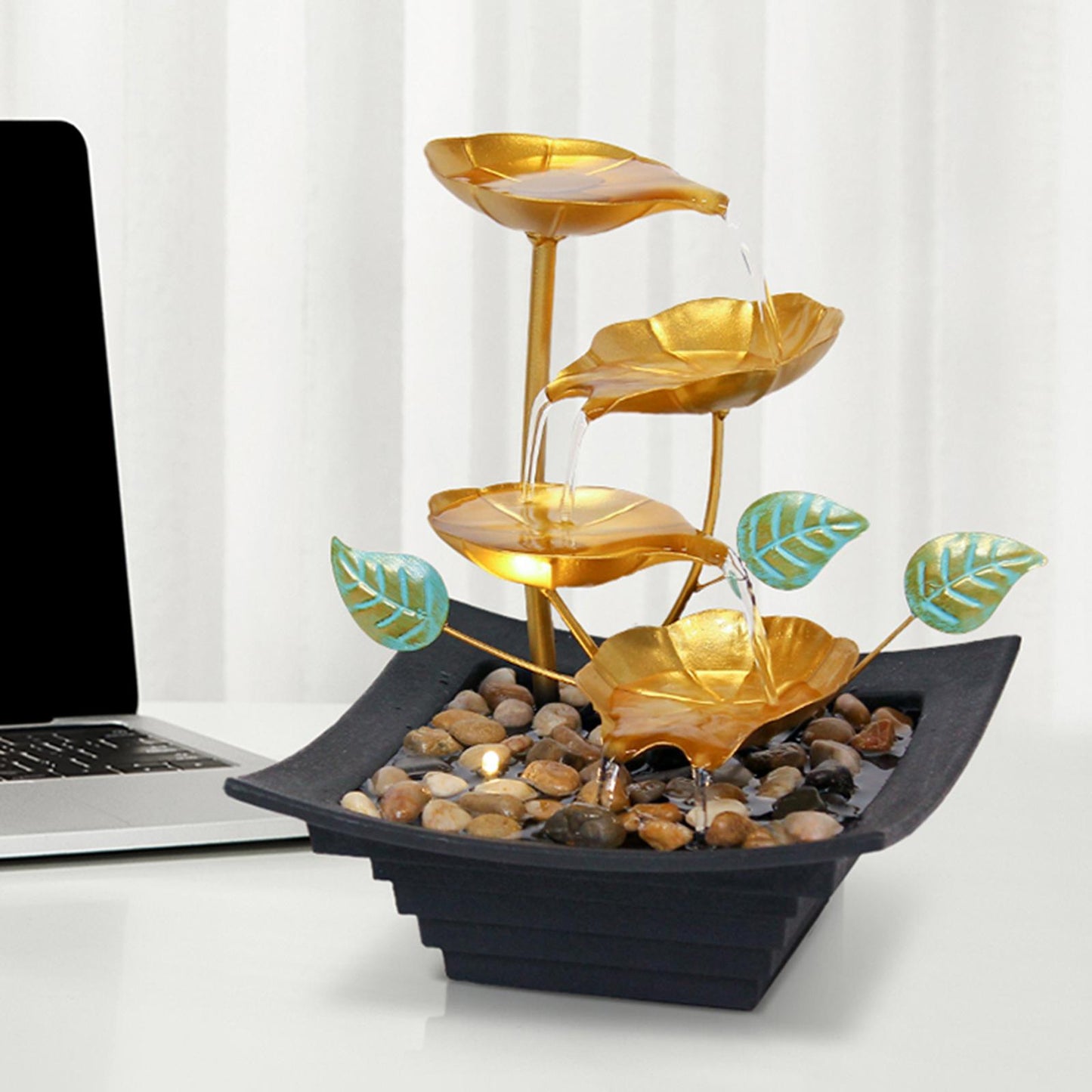 Tabletop Water Fountain Small Indoor Waterfall Fountain for Desktop Feng Shui O image 4