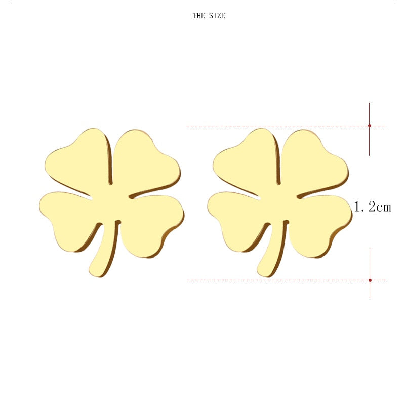 DOTIFI Stainless Steel Stud Earring For Women Man Clover Gold Color Lover's Eng image 6