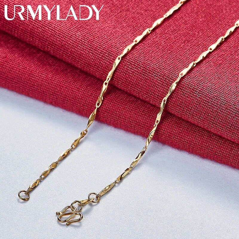 URMYLADY 24K Gold Clavicle Chain 18 Inch Necklace For Women Fashion Wedding Eng image 2