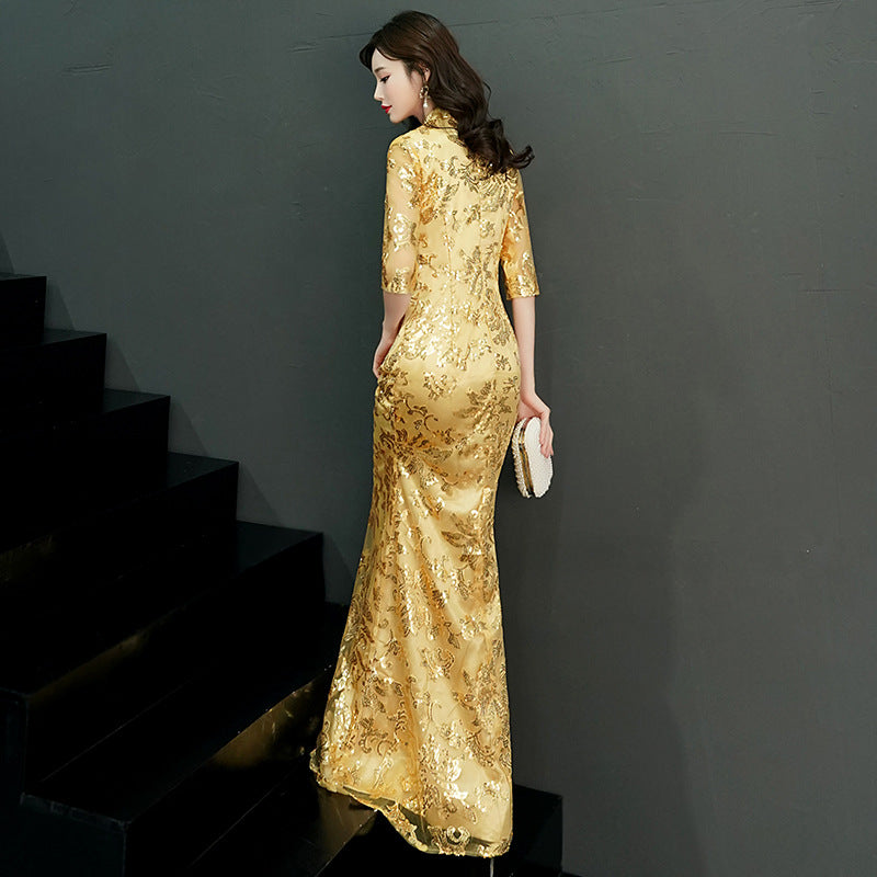Prom Party Gorgeous Women Dress Plus Size 3XL Vestidso Lace Elegant Lady Cheongsam image 8