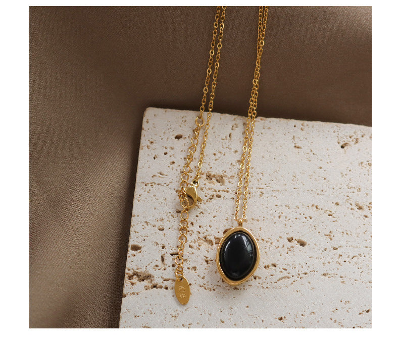Titanium With 18 K Gold Cat Eye Stone Necklaces Women Stainless Steel Jewelry image 6