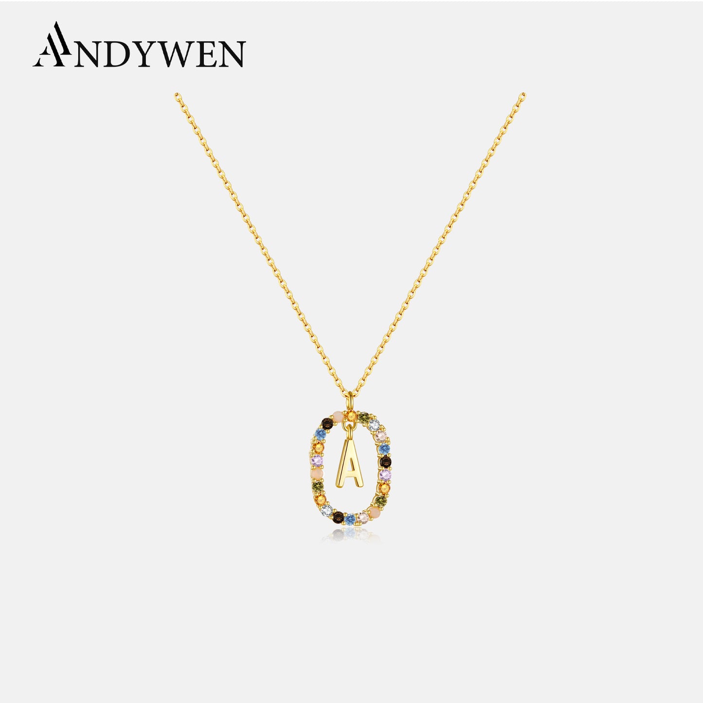 ANDYWEN 925 Sterling Silver Gold Letters A - Z Initial M S C K Alphabet Penden image 2