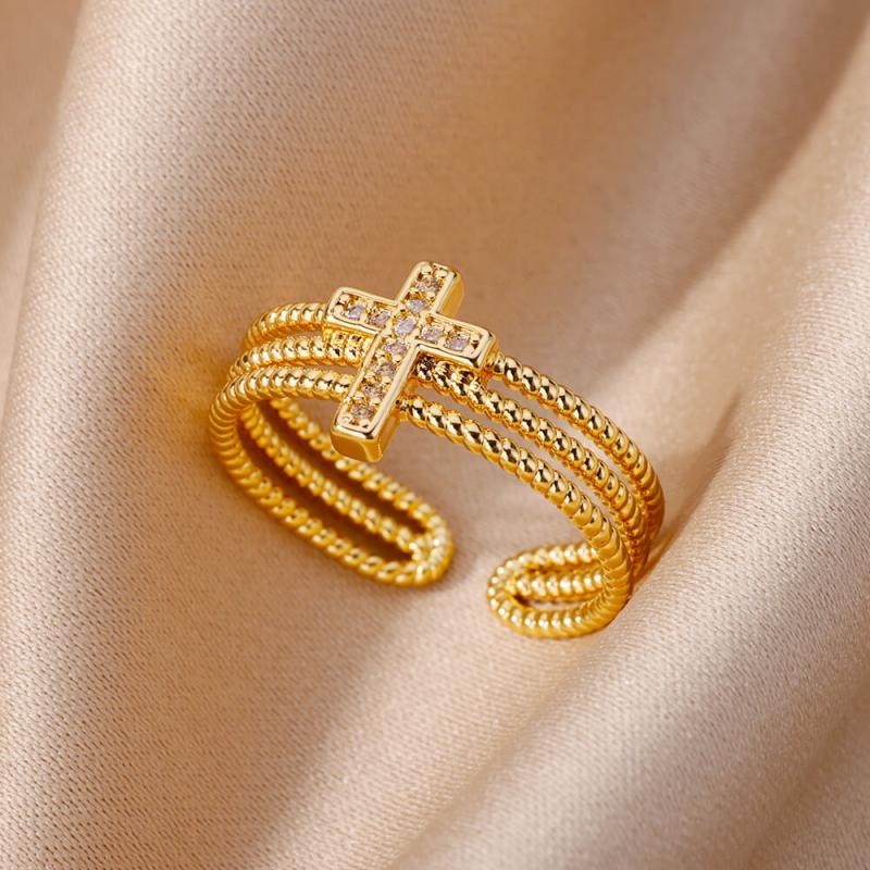 Stainless Steel Rings for Women Aesthetic Sunflower Gold Plated Wedding Couple image 42