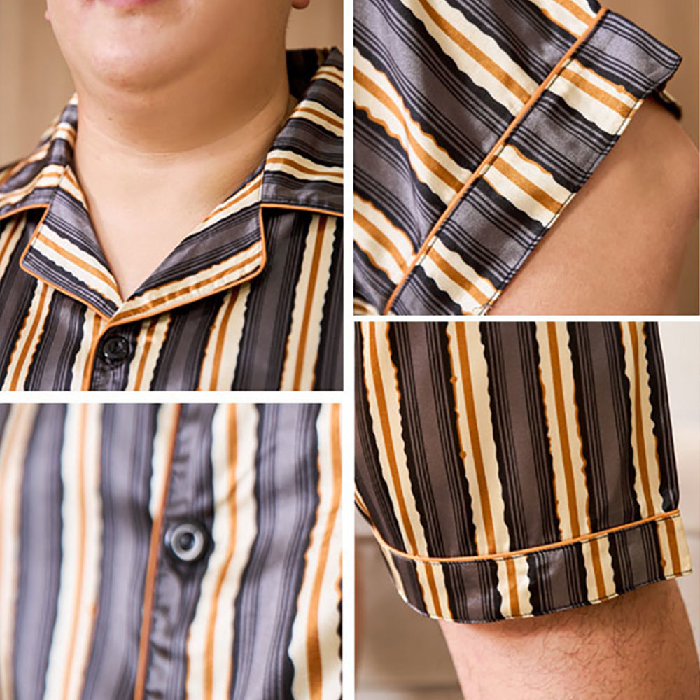 3XL-5XL For 165kg Big Size Men's Pajamas Summer Ice Silk Thin Breathable Male S image 22