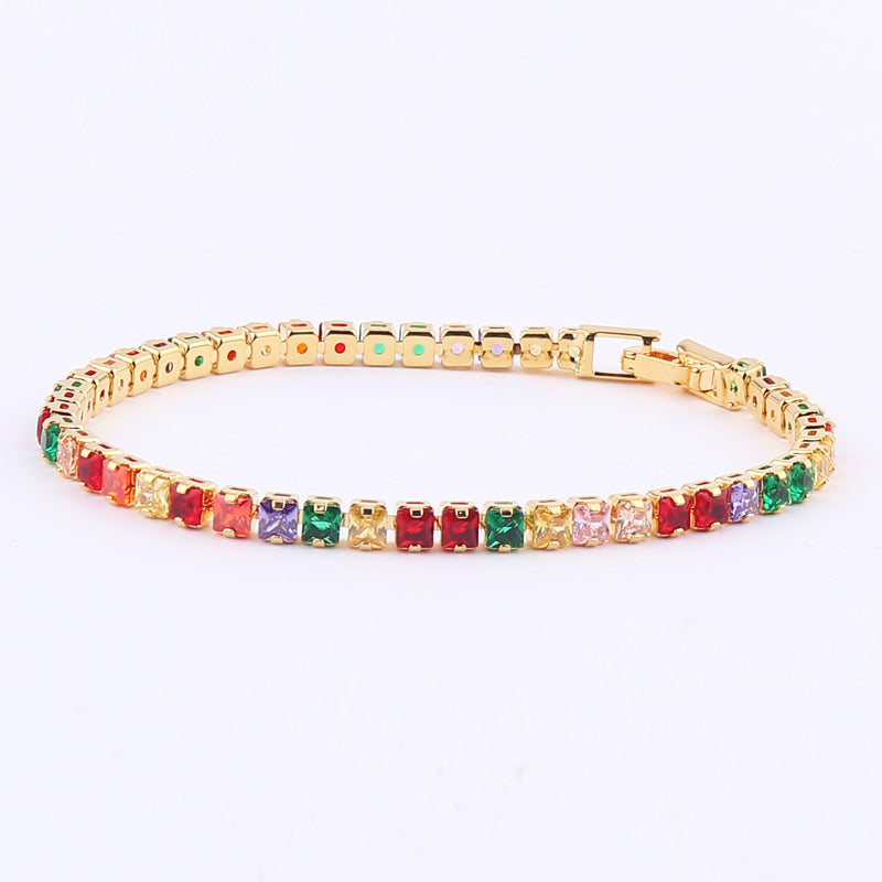2022 New Rainbow Crystal Tennis Bracelets For Women Bracelet Set 18K Gold Silve image 6