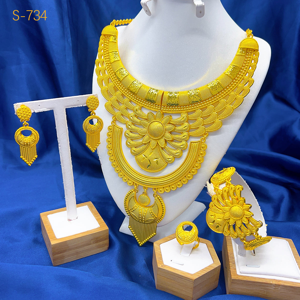 ANIID Luxury Dubai Big 4PCS African Gold Color Jewelry Necklace Sets For Women image 2