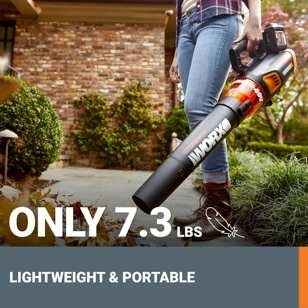Worx 40V Turbine Leaf Blower Cordless with Battery and Charger, Brushless Motor image 3