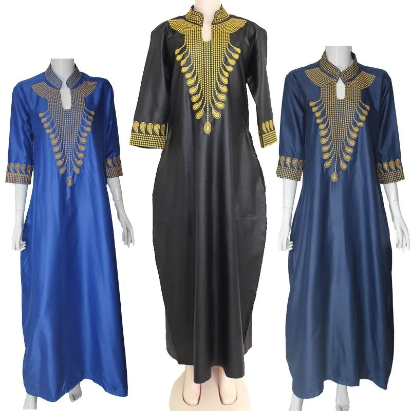 2023 Dashiki African Embroidery Long Dresses For Women Top Bazin African Tradit image 0