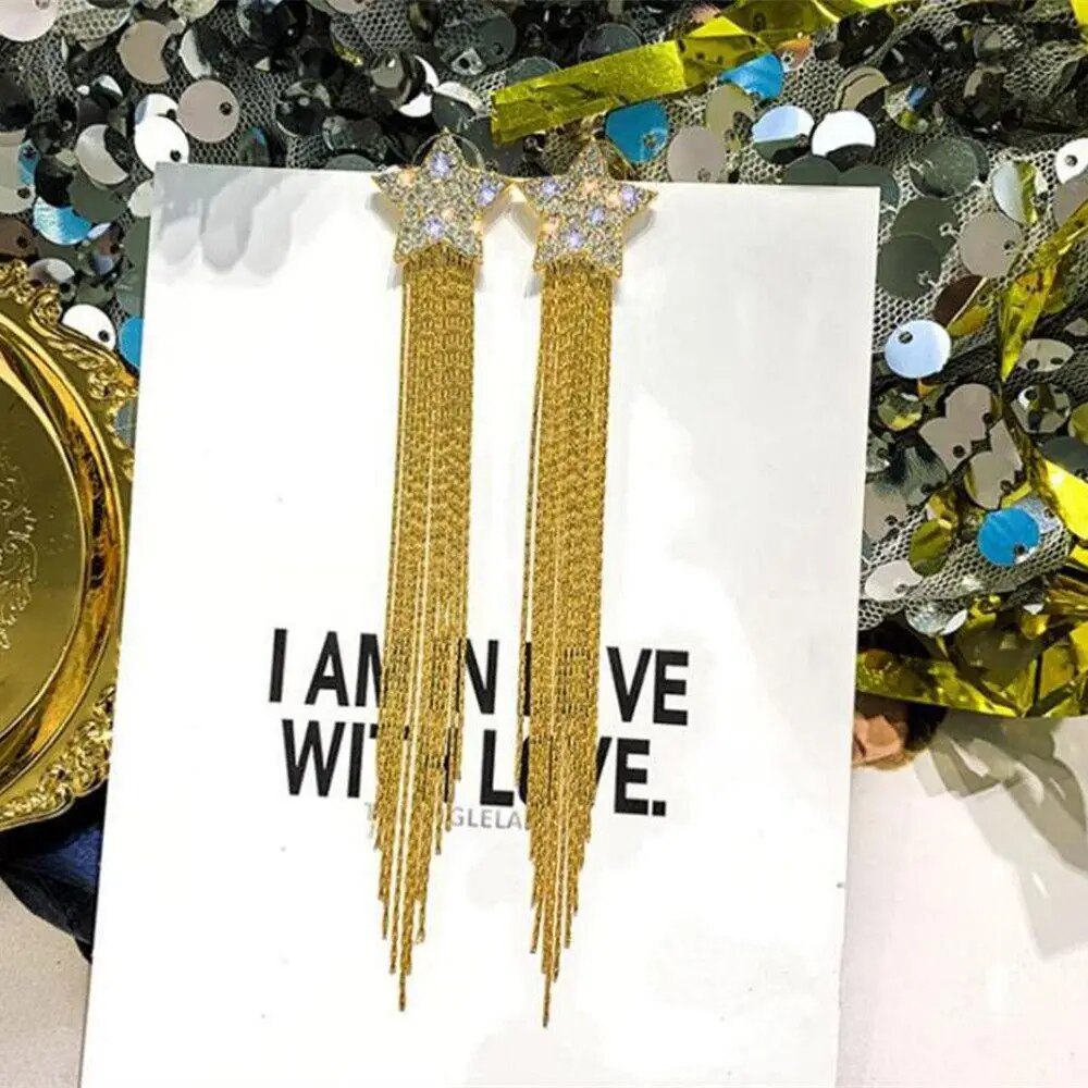 Zircon Wheat Tassel Pendant Gold Color U-shaped Earrings for Women 2023 New Fas image 29