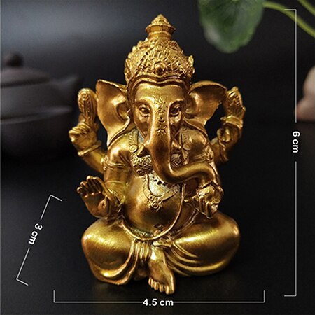Gold Lord Ganesha Statue Buddha Elephant hindu God Sculpture Figurines Resin Ho image 1