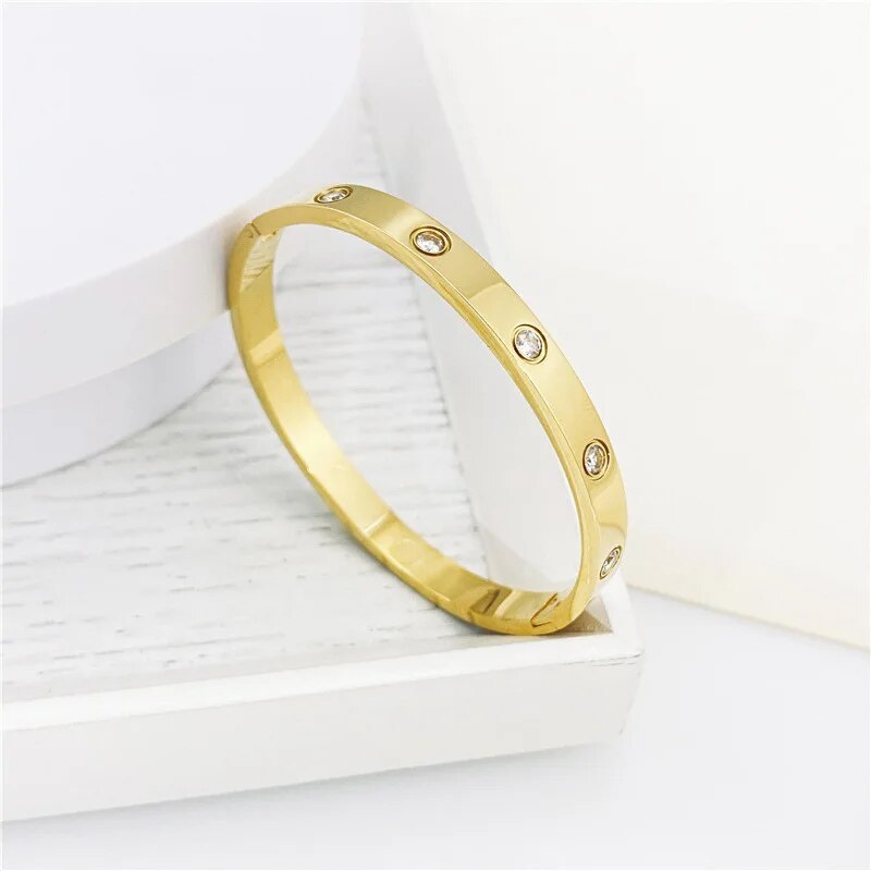 2023 New Design Gold Color Zircon And Cross Nut Nail Bracelet Gold & Bangle For image 7