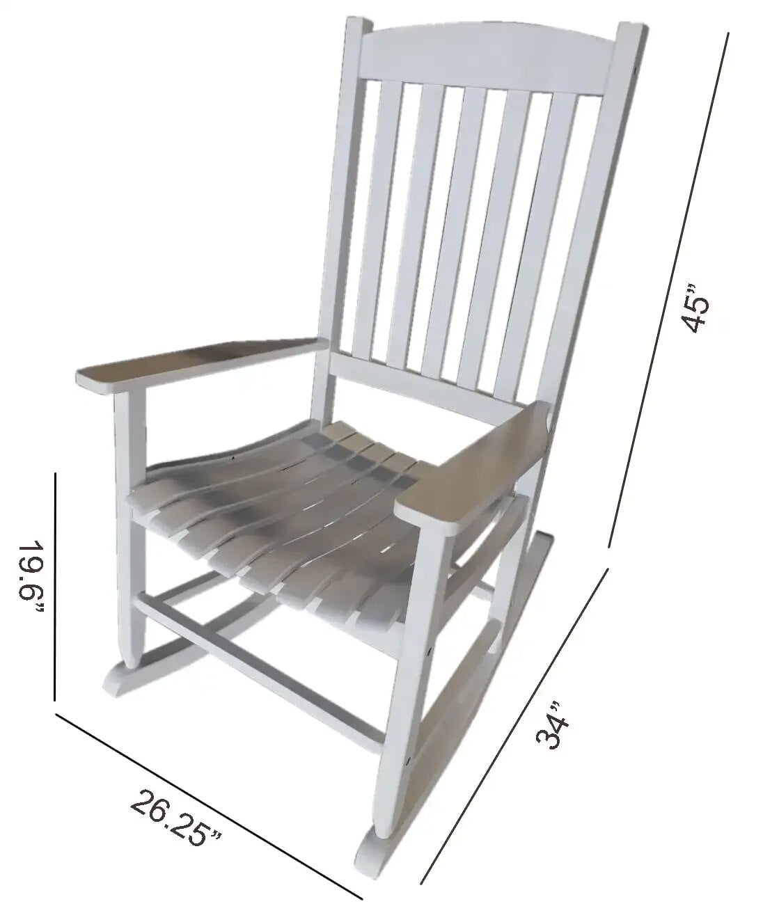 Mainstays Outdoor Wood Porch Rocking Chair, White Color, Weather Resistant Fini image 3