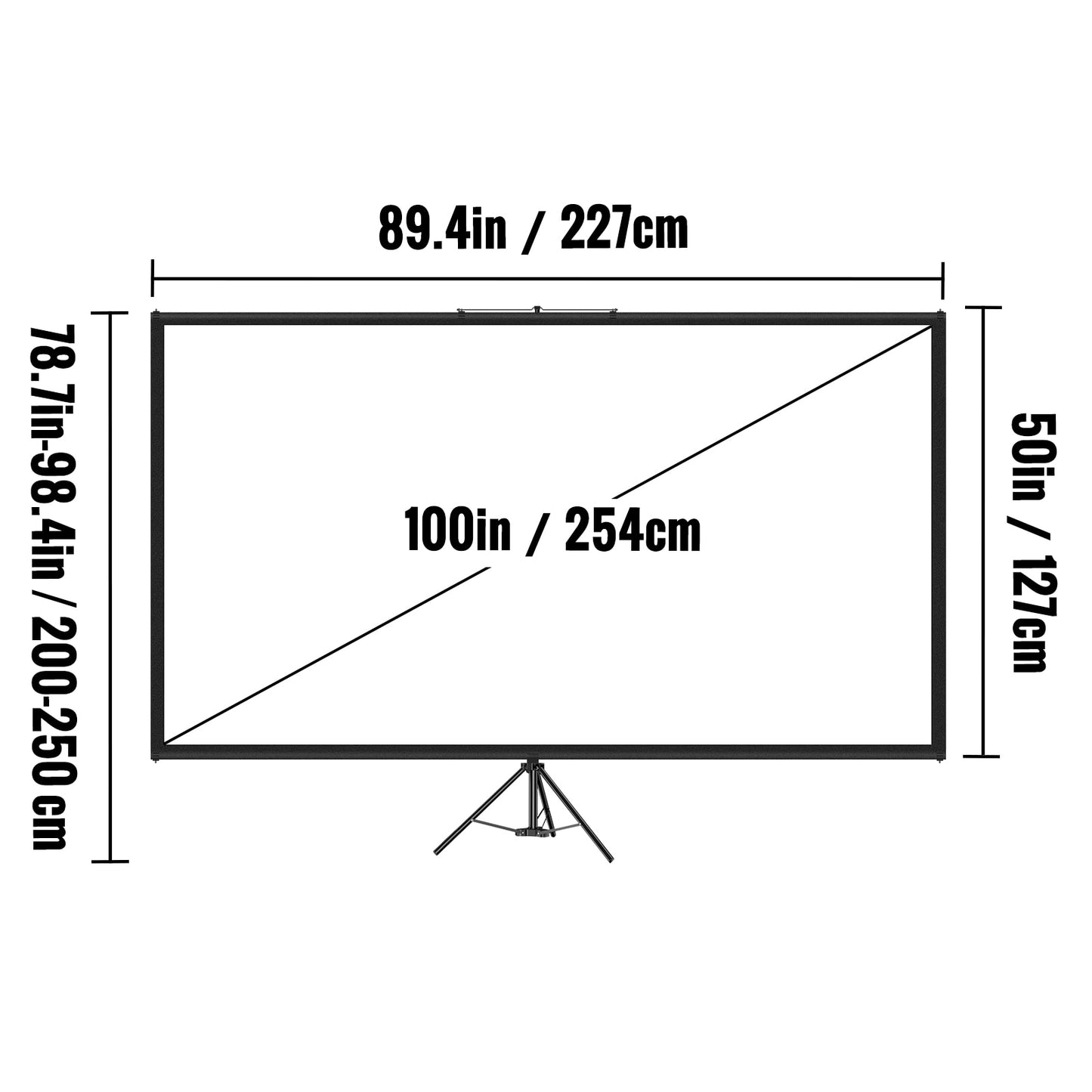 VEVOR 100 Inch Tripod Projector Screen W/ Stand 16:9 4K HD Portable Home Cinema image 4