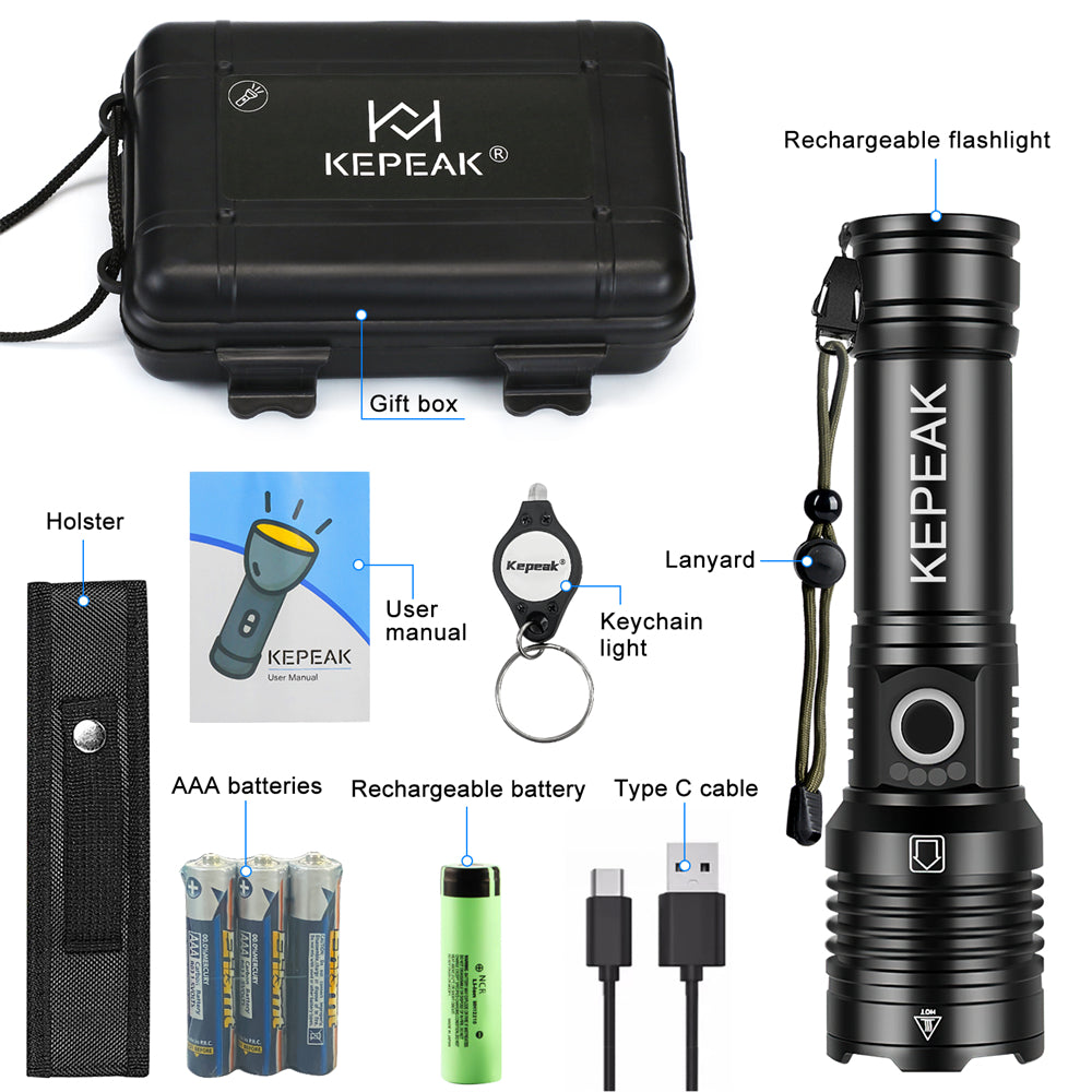 XHP50 Led Flashlight Long Range Aluminum Alloy Tactical Hunting Torch Usb Recha image 1