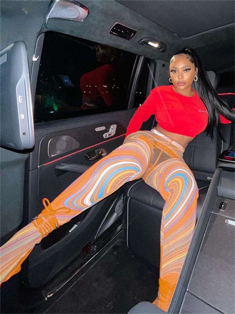ropa aesthetic y2k pants Mesh Printing Sheer Cute Panty Skinny See Through image 5